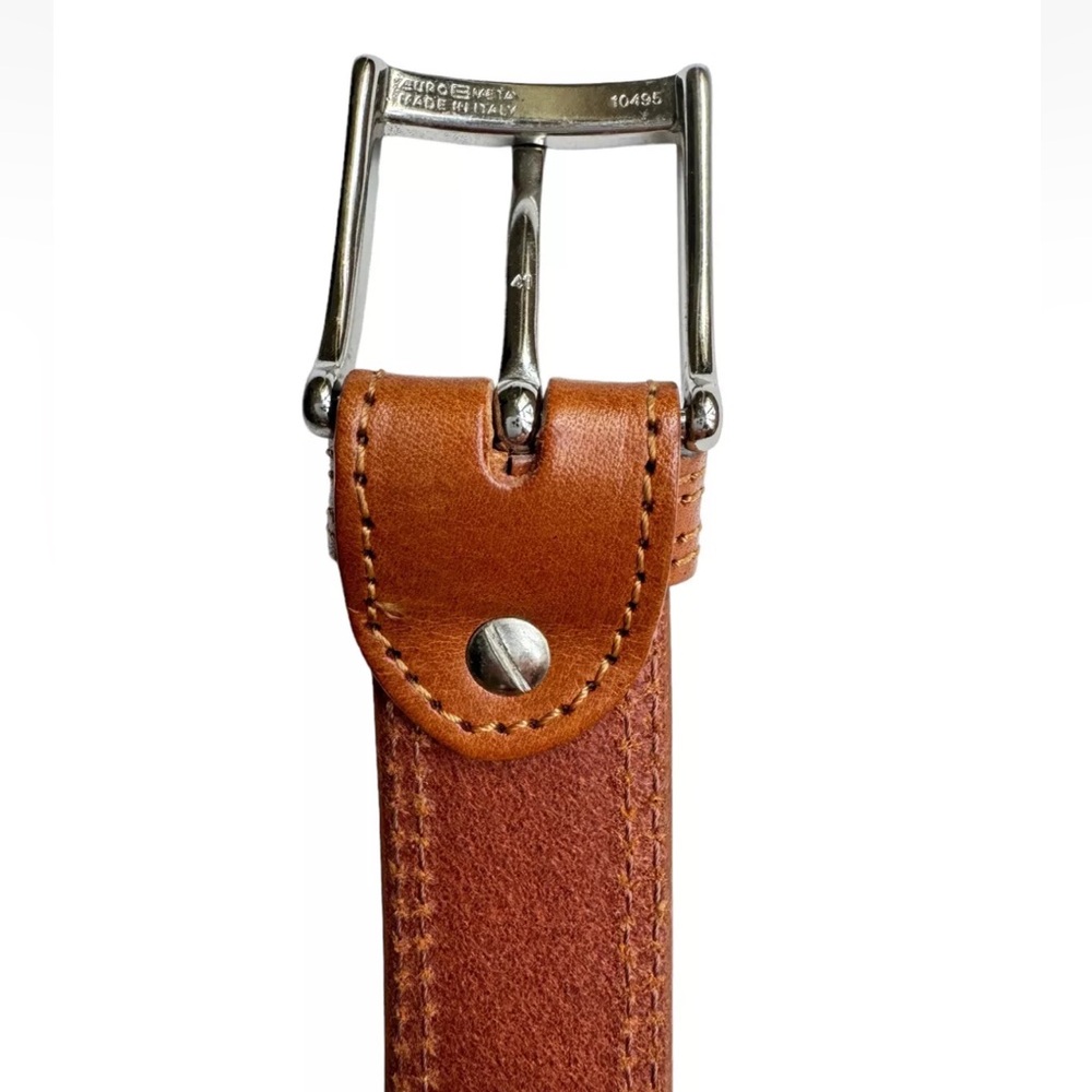 Valentino Vip Mens Belt Brown Leather Made in Italy 36 - Picture 3 of 8